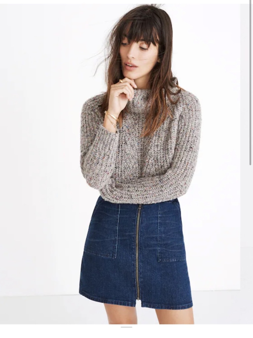 MADEWELL Denim Utility Full Zip Up Mini Skirt Sz 26 Dark Blue Wash Stretch Jeans